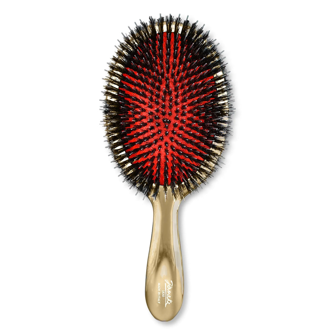 Janeke Air-cushioned brush with white bristles and nylon reinforcement - gold
